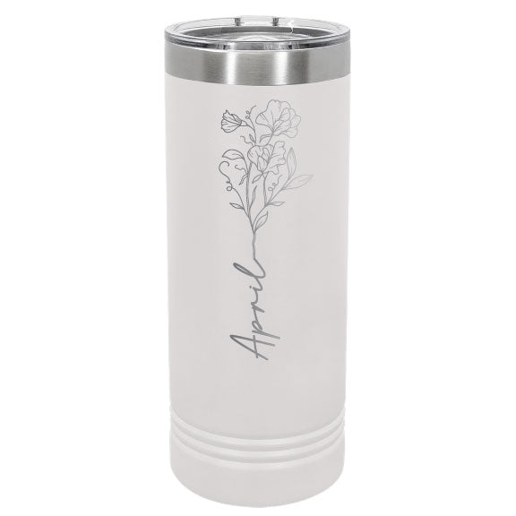 Birth Month Flower Personalized Engraved 22 oz Polar Camel Skinny Tumbler
