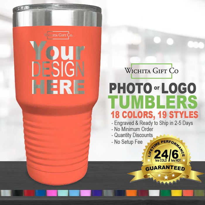 Upload your Photo, Design, or Logo - Laser Engraved 30oz Polar Camel Tumbler
