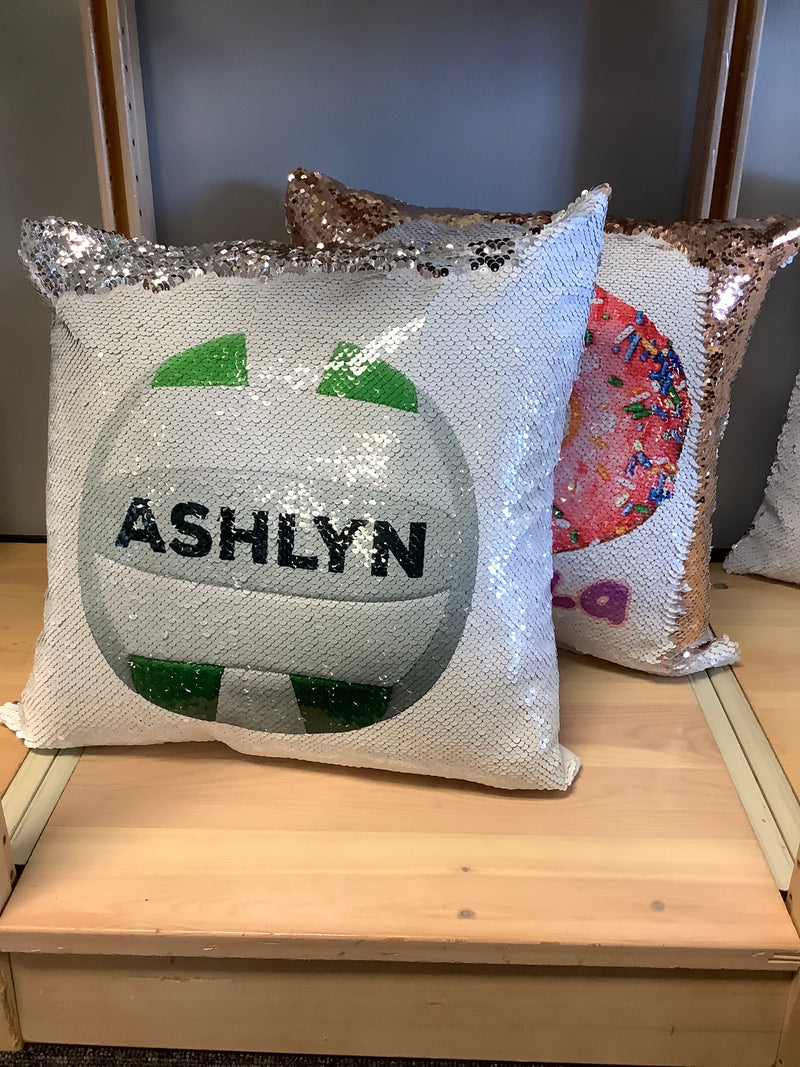 Sublimated Sequin Mermaid and Burlap Ruffle Pillows