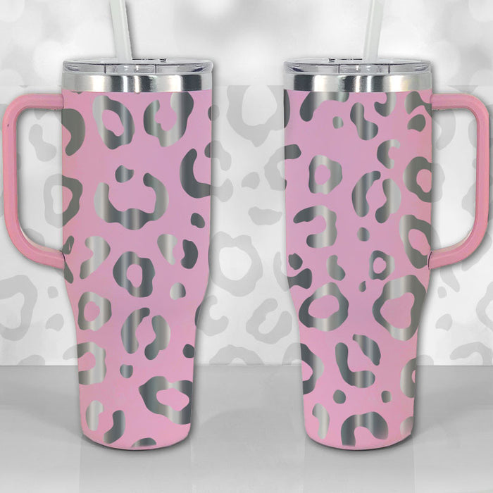 Leopard 40oz Tumbler With Gandle Cheetah Insulated Stainless Steel