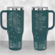  beautiful motivational quote on 360° full-wrap coral reef sea scene. You can never cross the ocean unless you have the courage to lose sight of the shore"