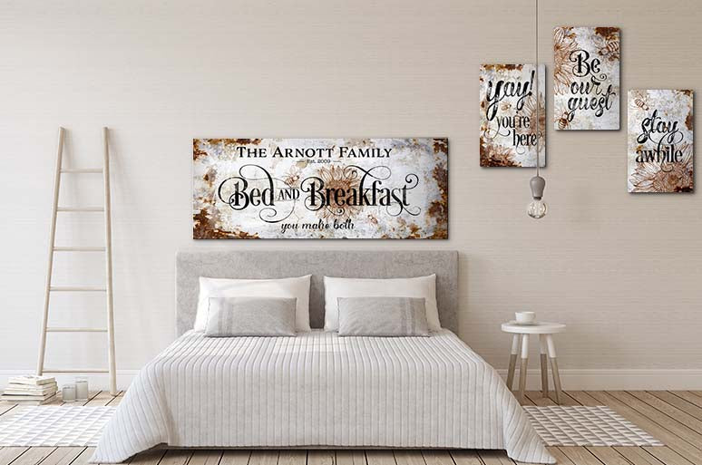 Rustic Bee & Sunflower Guest Room Welcome Rustic Wall Art