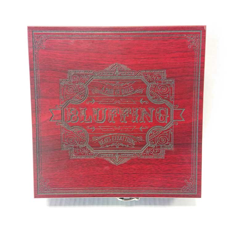 Engraved Rosewood Poker Set with Flask