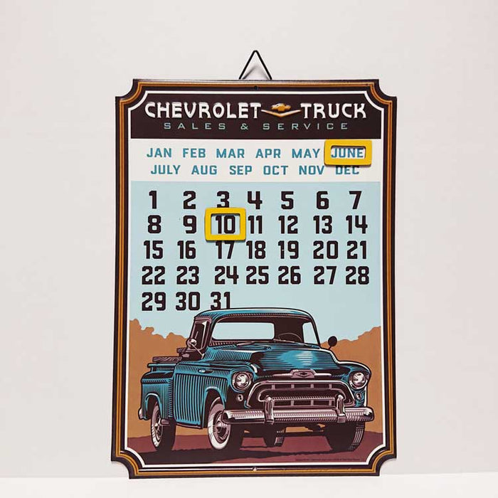 Vintage Chevrolet Truck Calendar Metal Sign with Magnets