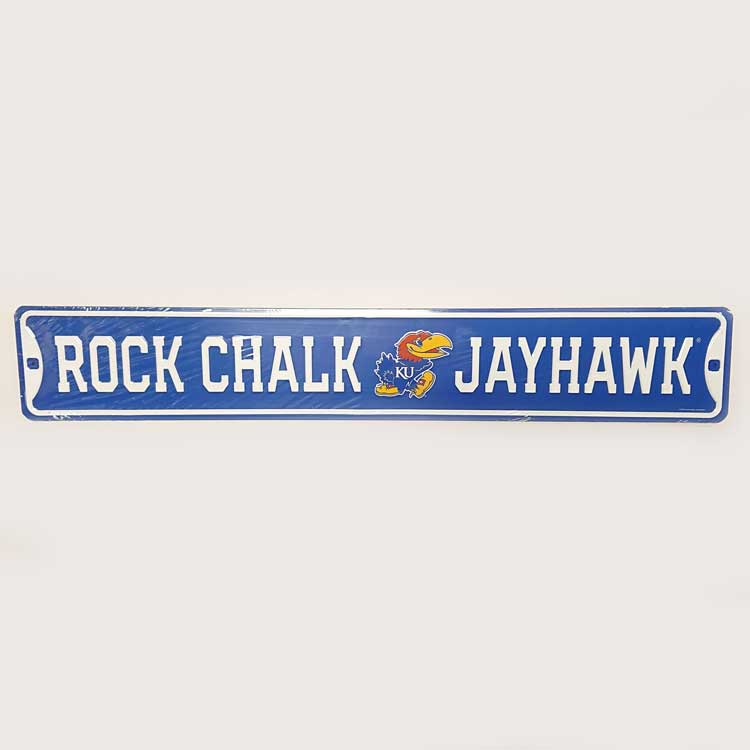 ROCK CHALK JAYHAWK EMBOSSED TIN STREET SIGN