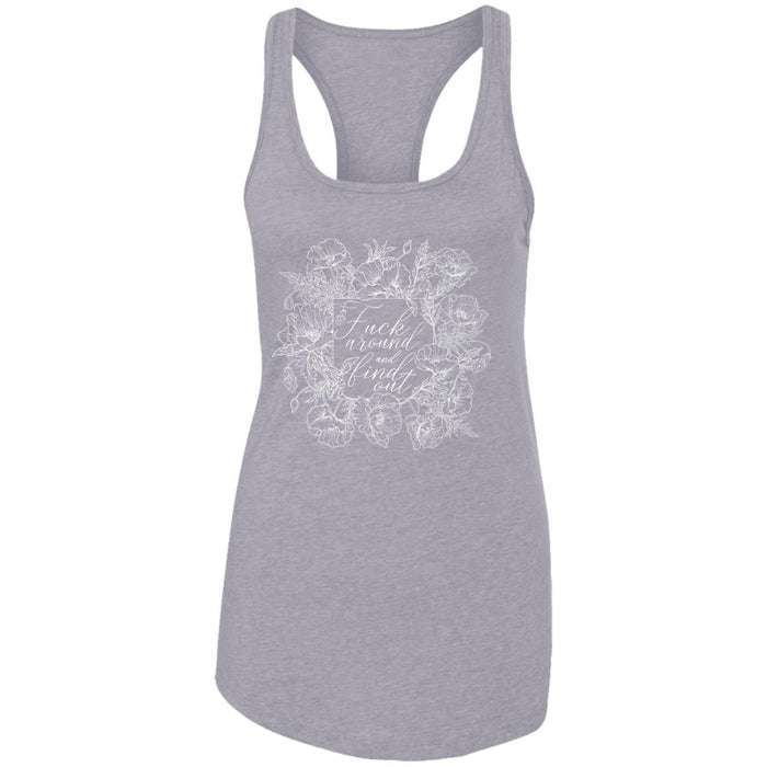 FAFO Fuck Around and Find Out Script Poppies Flower Racerback Tank