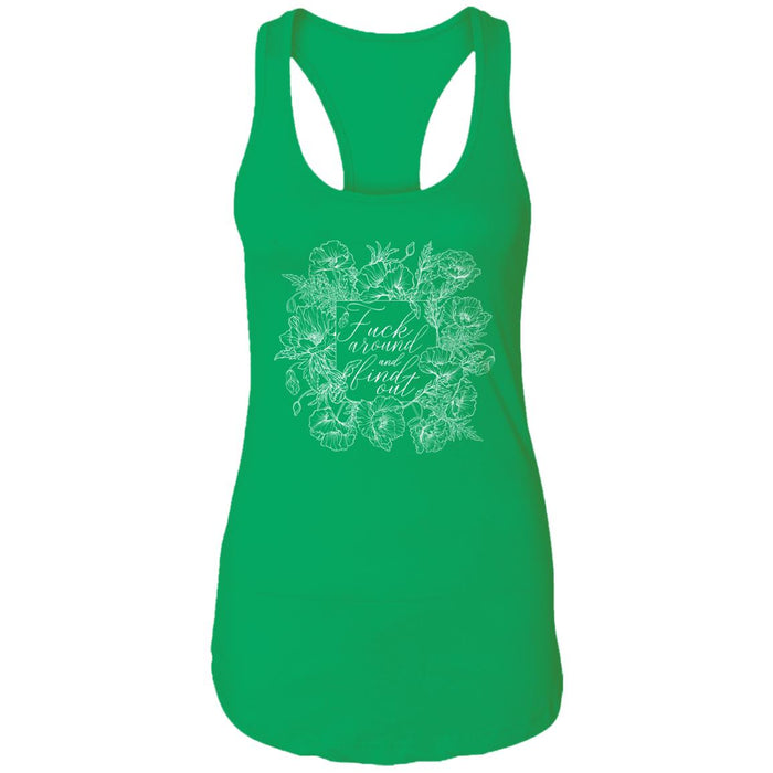 FAFO Fuck Around and Find Out Script Poppies Flower Racerback Tank