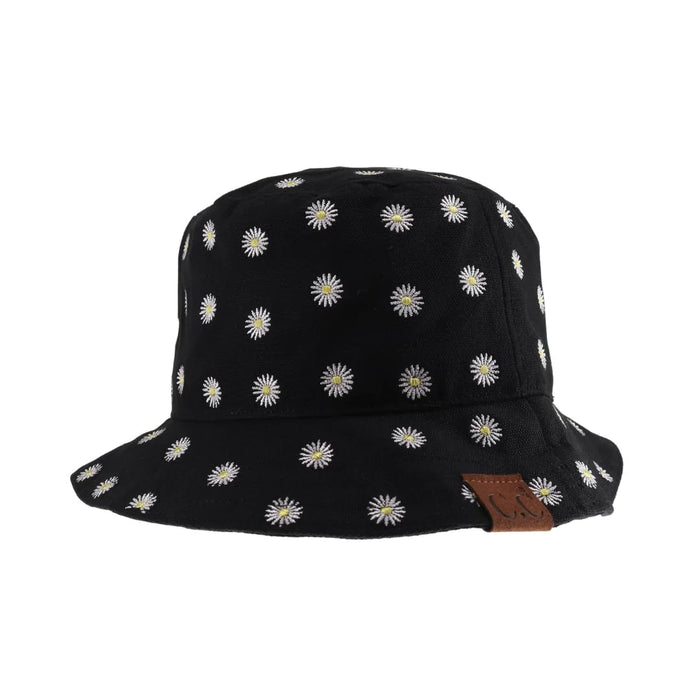 Embroidered Daisy Cotton C.C Beanie Bucket Hat