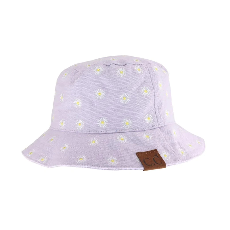 Embroidered Daisy Cotton C.C Beanie Bucket Hat
