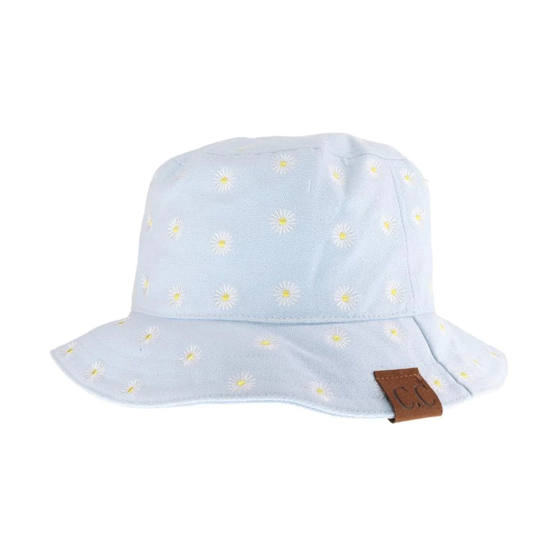 Embroidered Daisy Cotton C.C Beanie Bucket Hat