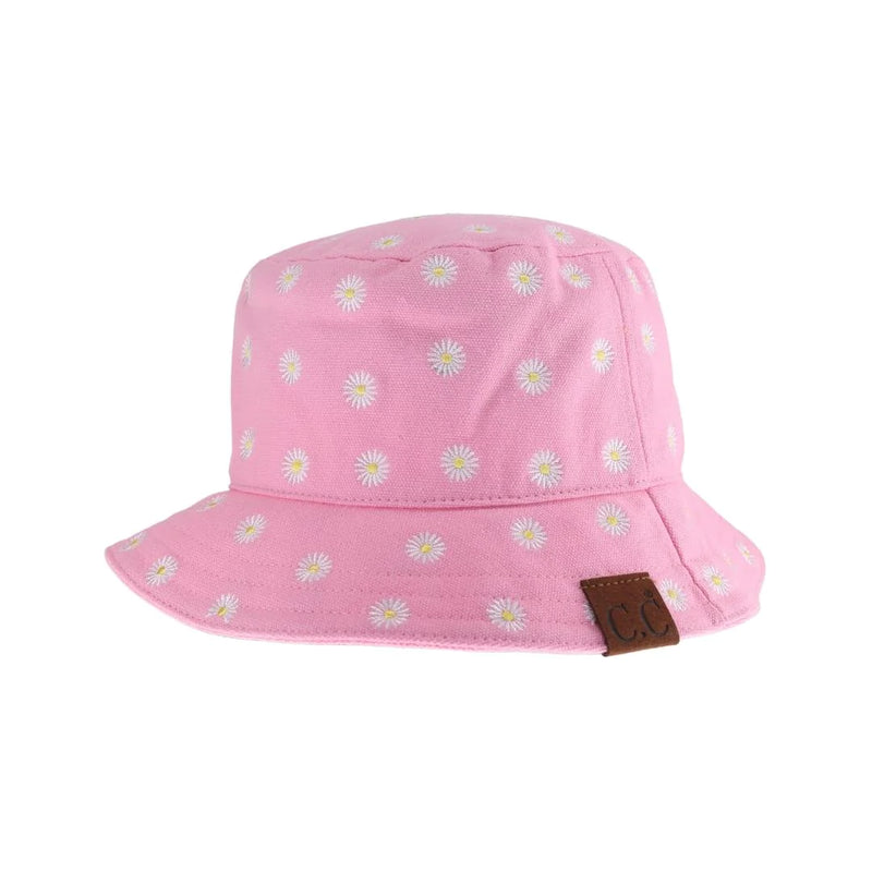 Embroidered Daisy Cotton C.C Beanie Bucket Hat