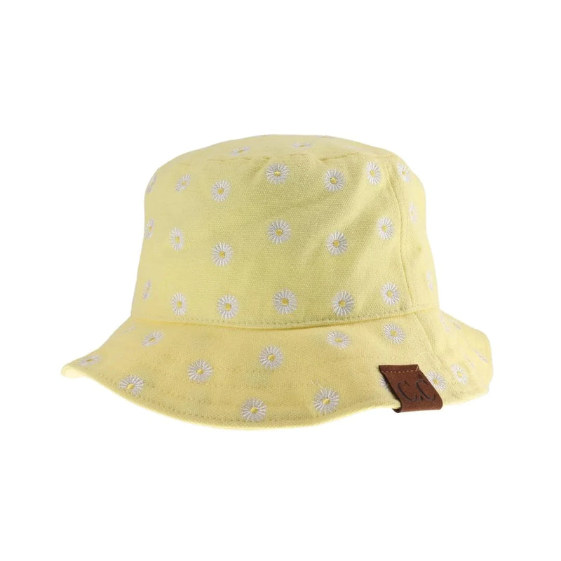 Embroidered Daisy Cotton C.C Beanie Bucket Hat