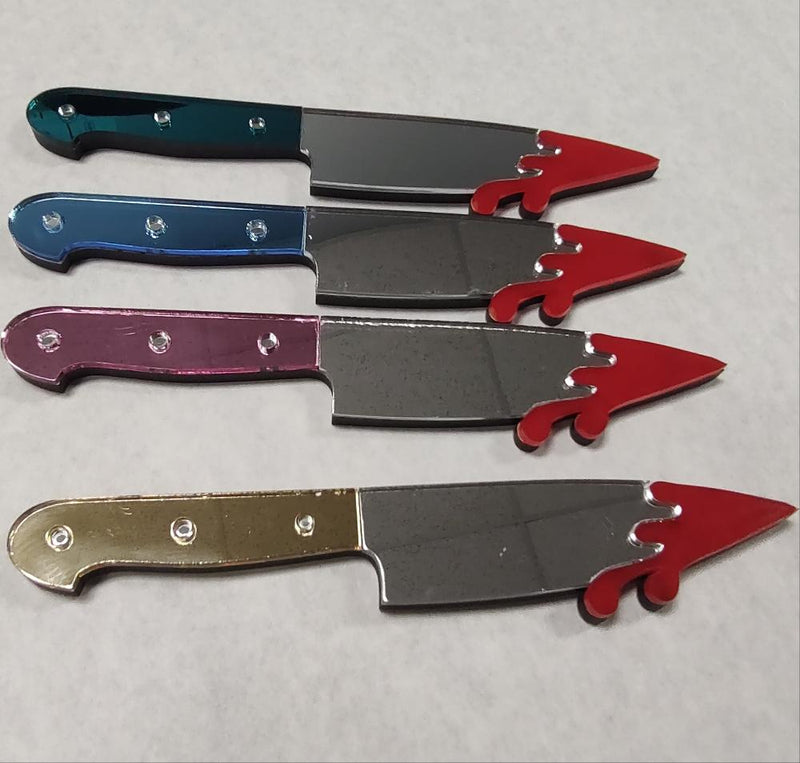  Acrylic Mirror Knife Magnet Murder Mystery Gift Spooky Present 