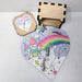 Wooden heart puzzle wood box unicorn Rainbow Kids gift present