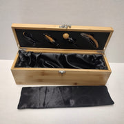 Wine Bottle Engraved Gift Box Tools Sip happens wood set gift present storage