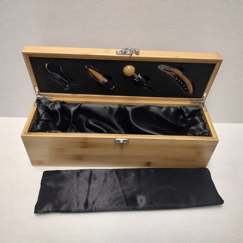 Wine Bottle Engraved Gift Box Tools Sip happens wood set gift present storage