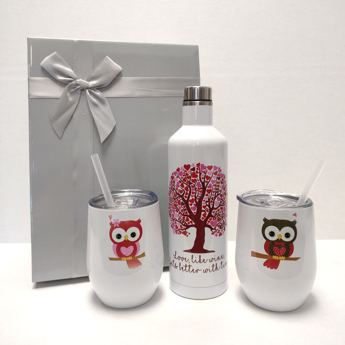 Wine Set - Personalized Insulated Wine Bottle and Metal Wine