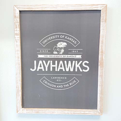 KU JAYHAWKS FRAMED WOOD WALL DECOR