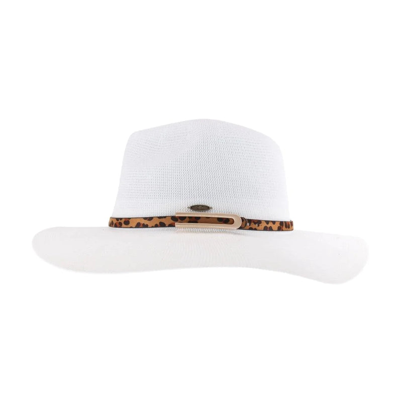 Authentic CC Beanie Knit Leopard Buckle Band Panama Hat
