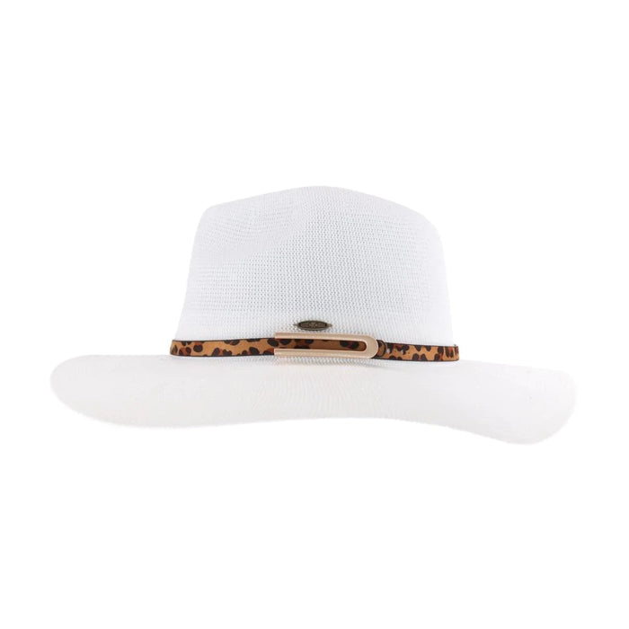 Authentic CC Beanie Knit Leopard Buckle Band Panama Hat