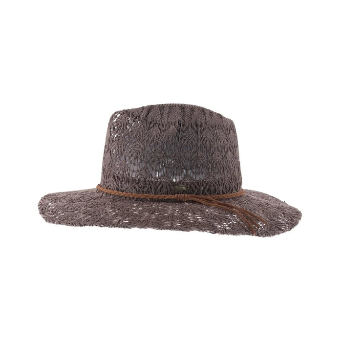 C. C Beanie Horseshoe Lace Kint CC Panama Hat with Braided Suede