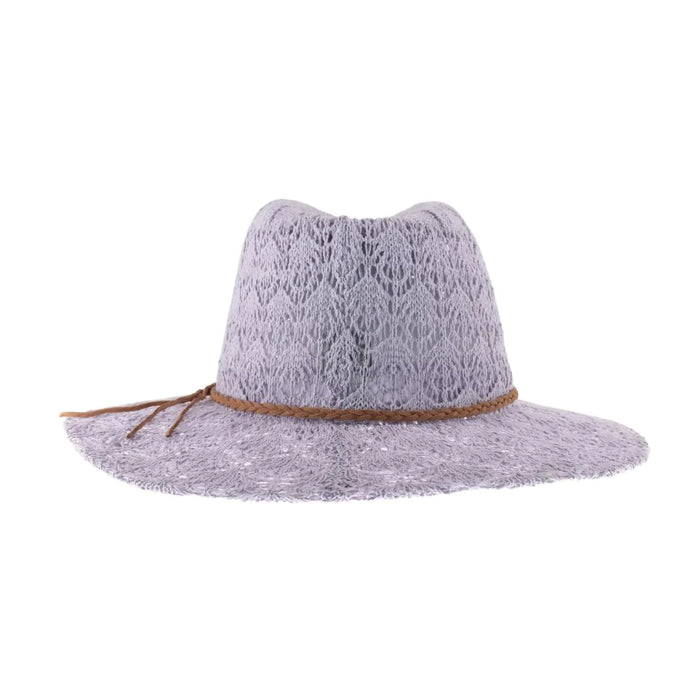 C. C Beanie Horseshoe Lace Kint CC Panama Hat with Braided Suede Trim