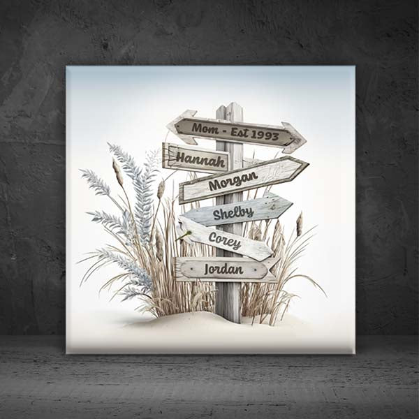 Personalized Memorial Dragonfly Beach Canvas Family Name Sign Wall Art