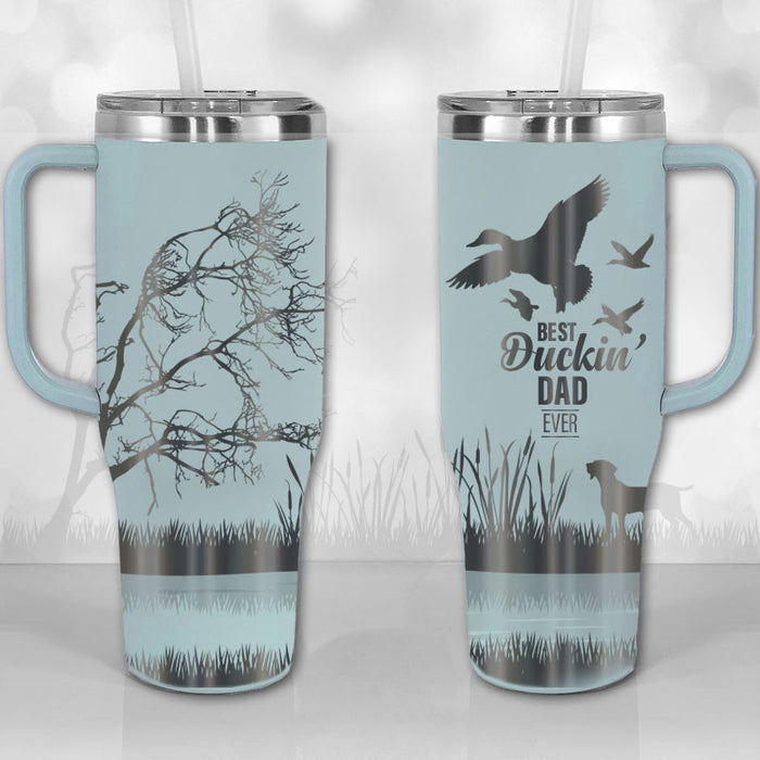 Personalized 40 oz Tumbler with Handle - Best Duckin' Dad - Duck