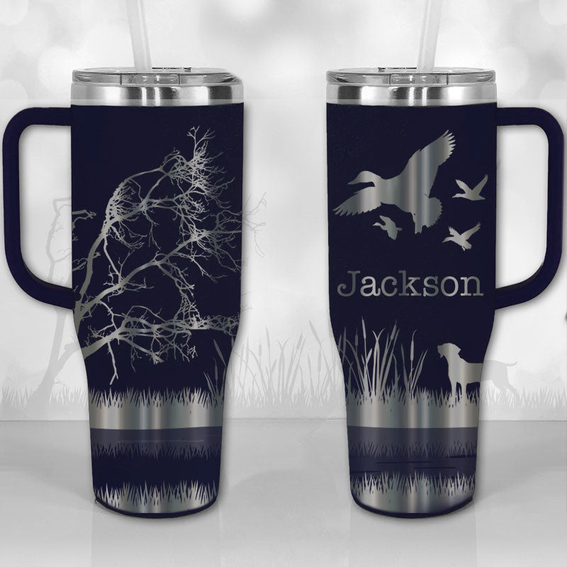 Personalized 40 oz Tumbler with Handle - Best Duckin' Dad - Duck Hunter
