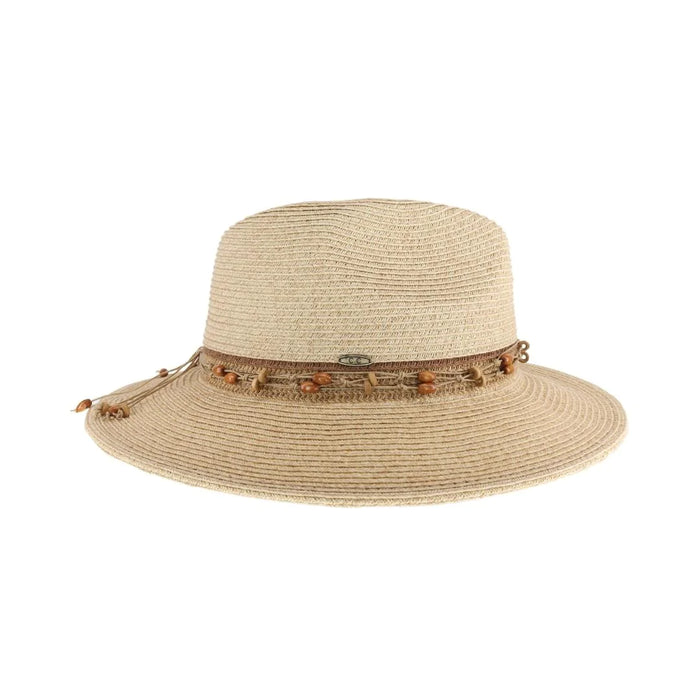 Authentic CC Beanie Natural Bead Trim Panama Sun Hat