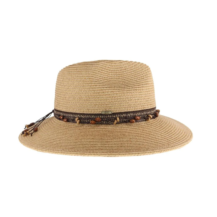 Authentic CC Beanie Natural Bead Trim Panama Sun Hat