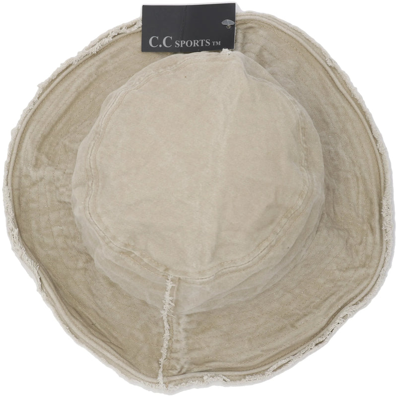 Washed Denim Distressed Bucket Hat C.C Beanie