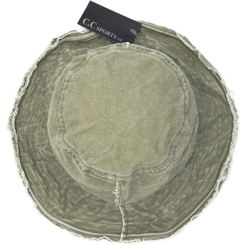 Washed Denim Distressed Bucket Hat C.C Beanie