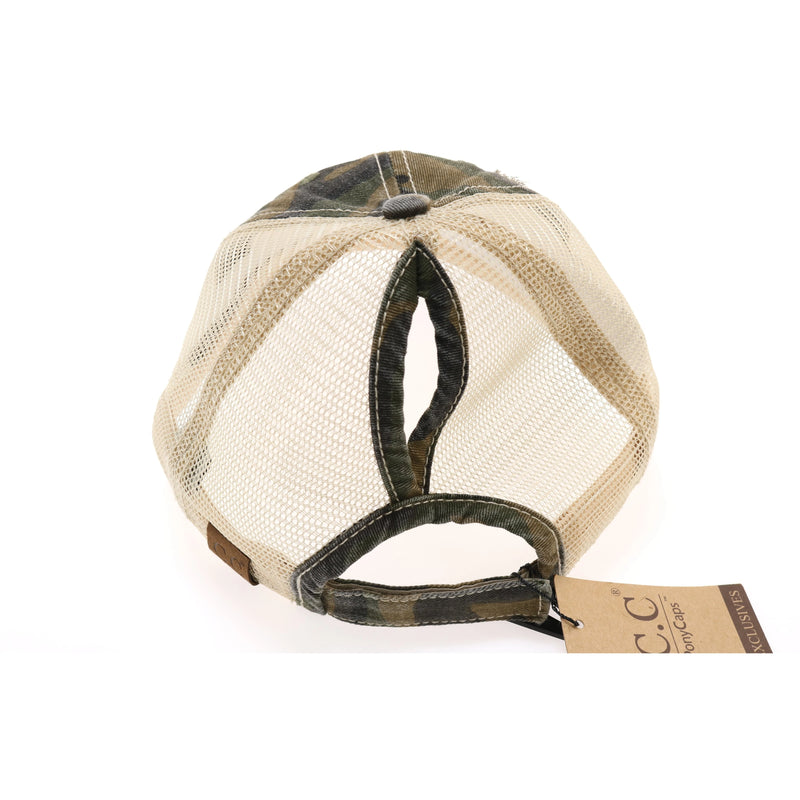 Authentic CC Beanie USA Flag Camouflage Mesh Back High Pony Ball Cap