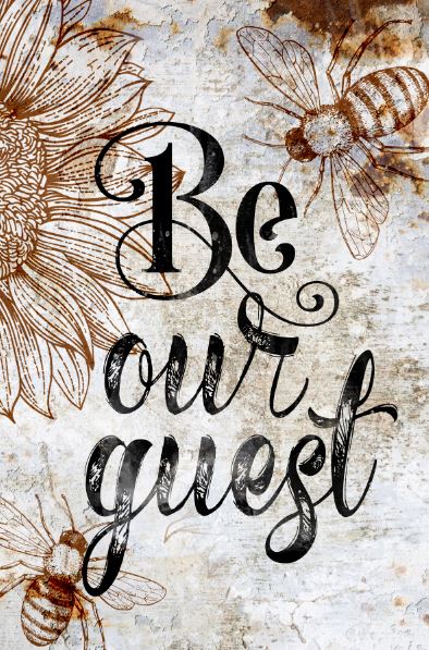 Rustic Bee & Sunflower Guest Room Welcome Rustic Wall Art