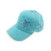 teal blue light blue mint Authentic CC Beanie Distressed High Pony Cap with Glitter Stars ballcap hat sparkle