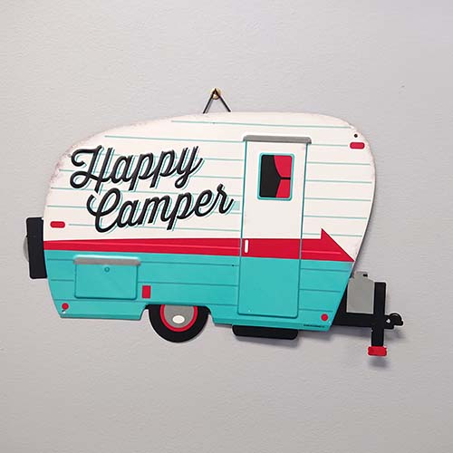 HAPPY CAMPERS EMBOSSED TIN SIGN