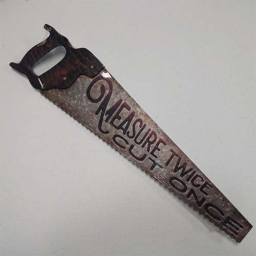 HAND SAW TIN SIGN W/ATTACHMENTS