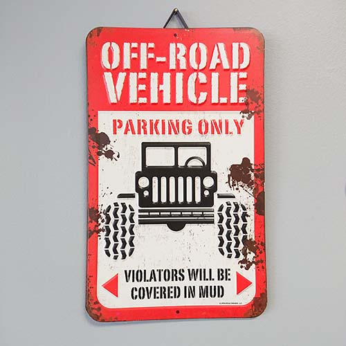 OFF ROAD VEHICLE EMBOSSED TIN SIGN
