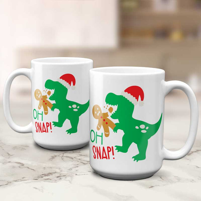 Oh Snap - T-Rex Dinosaur Christmas Mug for Kids