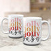 This 15 oz mug will remind you that 'tis the season to be jolly, baby! Cute retro design features a vintage color scheme that will look great filled with coffee, milk, or a seasonal spirit! 
