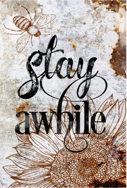 Rustic Bee & Sunflower Guest Room Welcome Rustic Wall Art