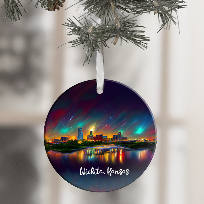 Arkansas River Wichita Christmas Ornament Watercolor