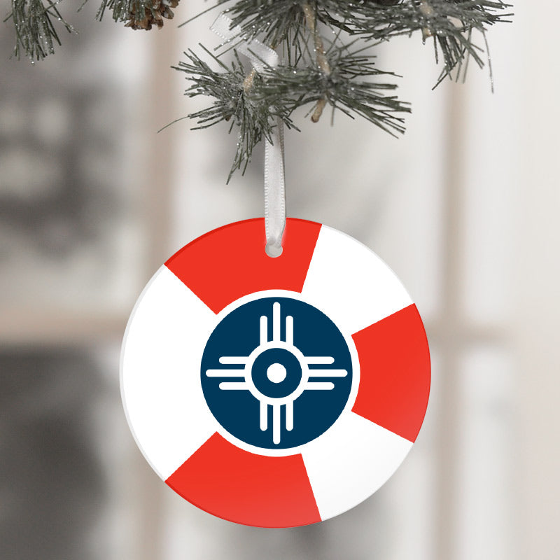 Wichita Kansas Flag Christmas Ornament, Car Ornament, Double Sided